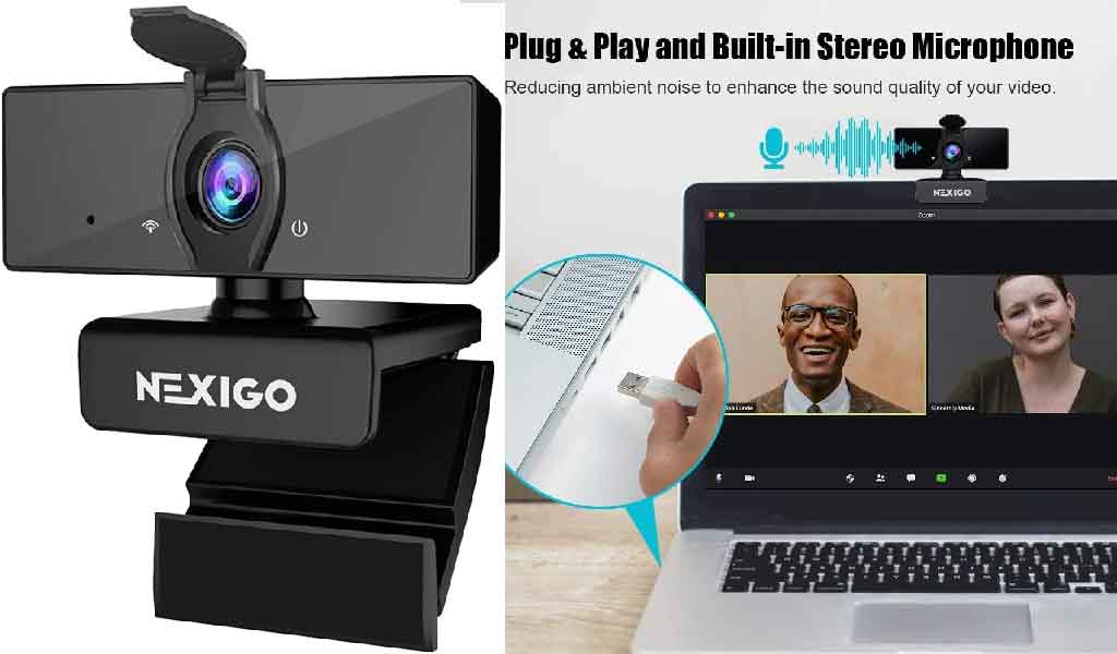 1080P Business Webcam with Dual Microphone & Privacy Cover, 2020